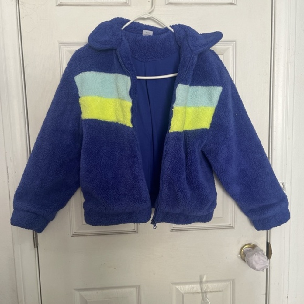 Wonder Nation Fuzzy Blue Jacket with Yellow and Light Blue Accents